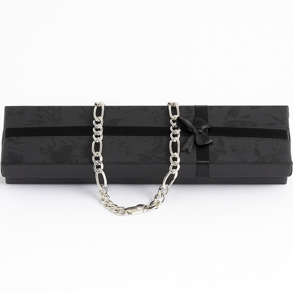 Men’s Made in Italy Solid 925 Sterling Silver Figaro Chain Bracelet NWT - Picture 1 of 4